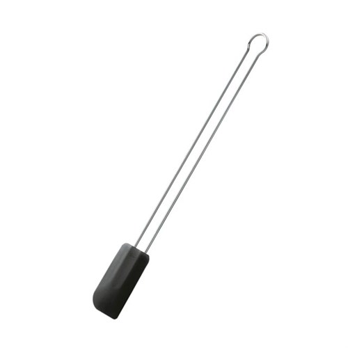 Silikon-Teigschaber Rösle, Griff Edelstahl 26 cm lang, schwarz, schmal Produktbild 0 L