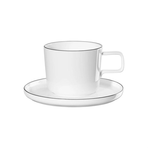 ASA-Kaffeetasse mit Unterteller "oco ligne noire" 0,2 L, weiß/schwarzer Rand Produktbild 0 L