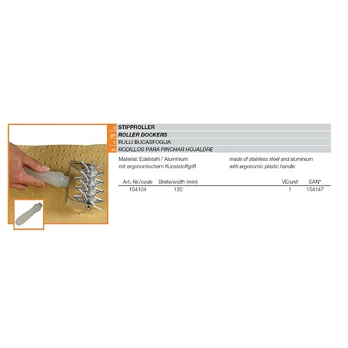 Edelstahl/Aluminium-Stipproller 12 cm breit, KU-Handgriff Produktbild 0 L
