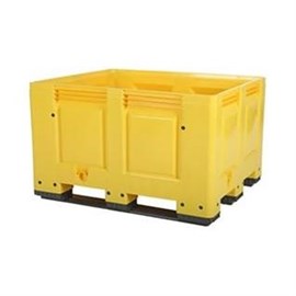 Palettenbox HDPE gelb, 670 L 1200 x 1000 x 790 mm, 3 Kufen Produktbild