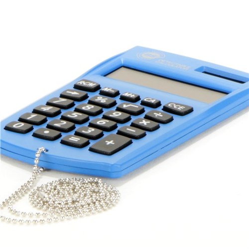 Taschenrechner mit Sicherheitskette, blau H 85 x B 60 mm, detektierbar Produktbild 0 L