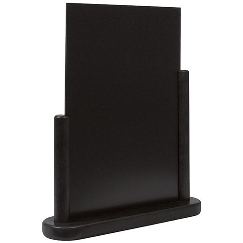 Tischaufsteller Kreidetafel DIN A4 PVC schwarz, mit Rahmen, schwarz Produktbild 0 L