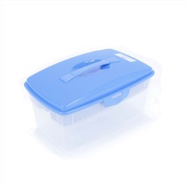 KU-Clipbox, transparent, mit Tragegriff blau 12 L, 395 x 250 x 205 mm Produktbild