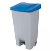Abfalltonne-Kunststoff, grau/Deckel blau Inh.: 120 L, mit Tretöffnung, fahrbar Produktbild