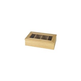 Teebox, Holz mit Sichtfenster 33,5 x 20 cm, 4 Kammern Produktbild