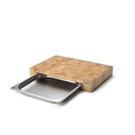 Schneidbrett mit Edelstahl-Schublade 48 x 32,5 x 6 cm, Gummibaum Produktbild