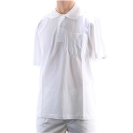 Polo-Shirt Gr. L, weiß mit Brusttasche, 50% Baumwolle/ 50% Polyester Produktbild