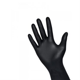 Latex-Einweghandschuhe Gr. M schwarz, puderfrei, Pack 100 St. Produktbild