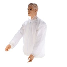 Einweg-Jacke PP Gr. XL weiß, mit Kragen, Reißverschluss, Innentasche Produktbild