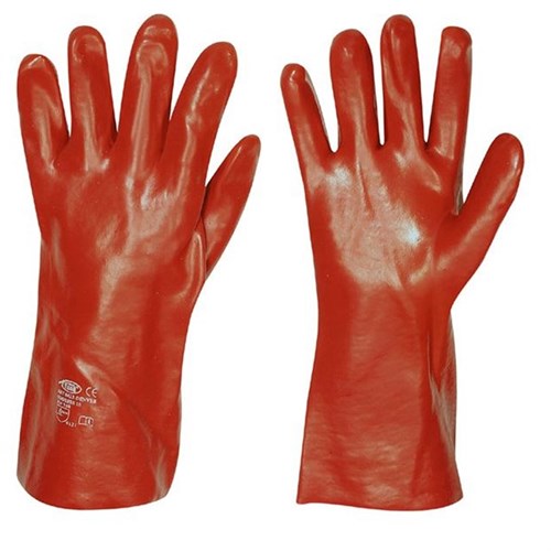 Schutzhandschuh mittel Gr. 10 rot, PVC, 350 mm lang Produktbild 0 L