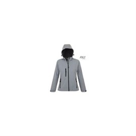 Softshell-Jacke Damen Gr. XL grau, mit Kapuze Produktbild
