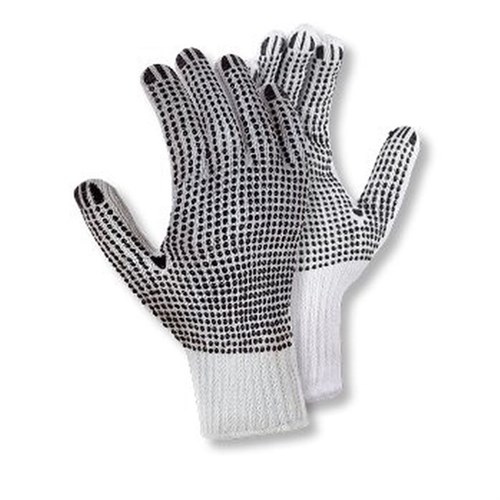 Grobstrickhandschuh Gr. 11 weiß, schwarze PVC-Noppen, Polyester/BW Produktbild 0 L