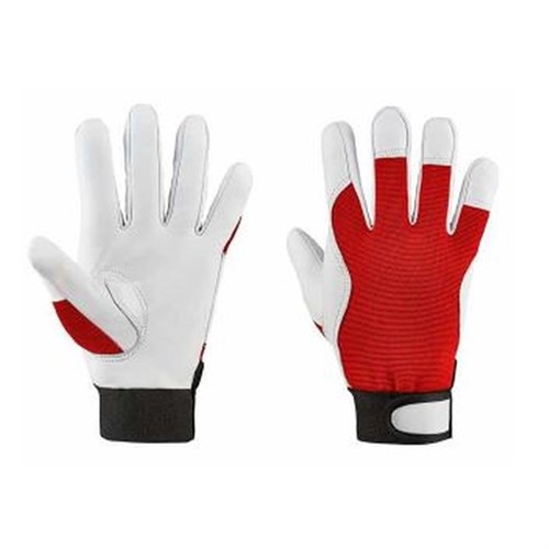 Arbeitshandschuh Leder Gr. 10 rot/weiß, Nappaleder weiß,Handrücken Polyester rot Produktbild 0 L