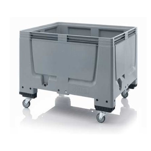 Palettenbox HDPE grau, 670 L mit Rollen 1200 x 1000 x 930 mm, 4 Füße Produktbild 0 L