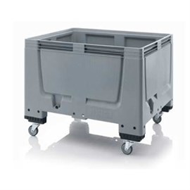 Palettenbox HDPE grau, 670 L mit Rollen 1200 x 1000 x 930 mm, 4 Füße Produktbild