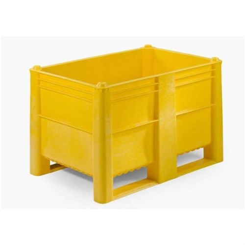 Palettenbox HDPE gelb, 500 L 1200 x 800 x 740 mm, 2 Kufen Produktbild 0 L