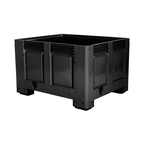 Palettenbox HDPE schwarz, 670 L 1200 x 1000 x 760 mm, 4 Füße Produktbild 0 L
