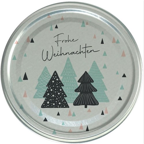Twist Off Deckel 82 mm silber steril, "Frohe Weihnachten/Tannenbäume" Produktbild 0 L