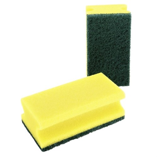 Reinigungsschwamm, gelb-grün 7 x 14 x 4,5 cm, Pack 10 St. Produktbild 0 L